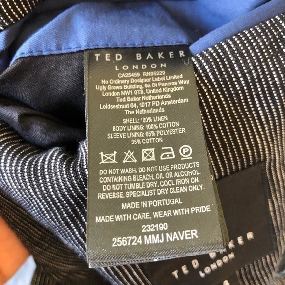 Ted Baker Black Naver-Fine Striped Linen Double-Breasted Blazer 4 40 - Picture 16 of 16